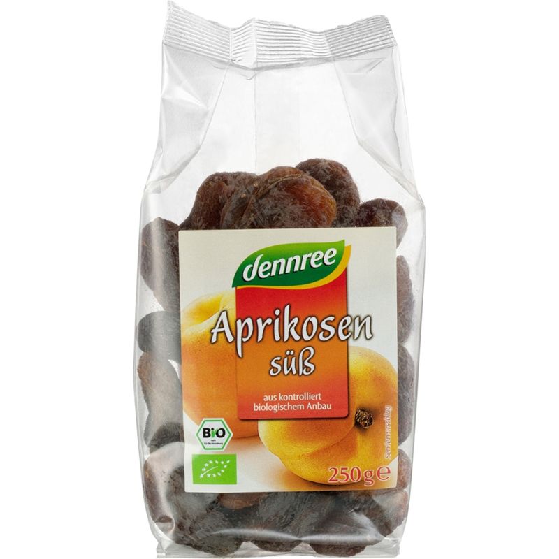 dennree Aprikosen süß, ganze Frucht, entsteint, getrocknet - Produktbild