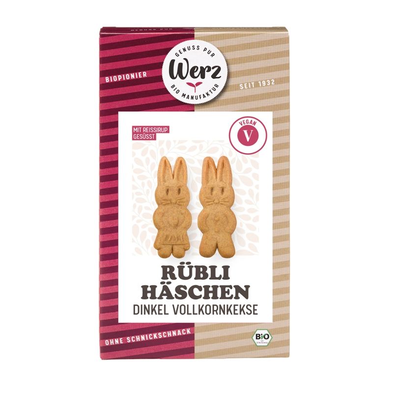 Naturkornmühle Werz Rübli Häschen, Dinkel Vollkornkekse - Produktbild