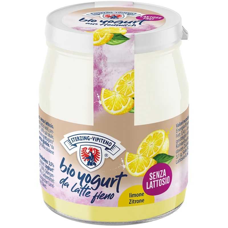 Joghurt Sterzing BIO Bio Vollmilchjoghurt aus Heumilch G.T.S. Laktosefrei - 150g - Zitrone - Produktbild