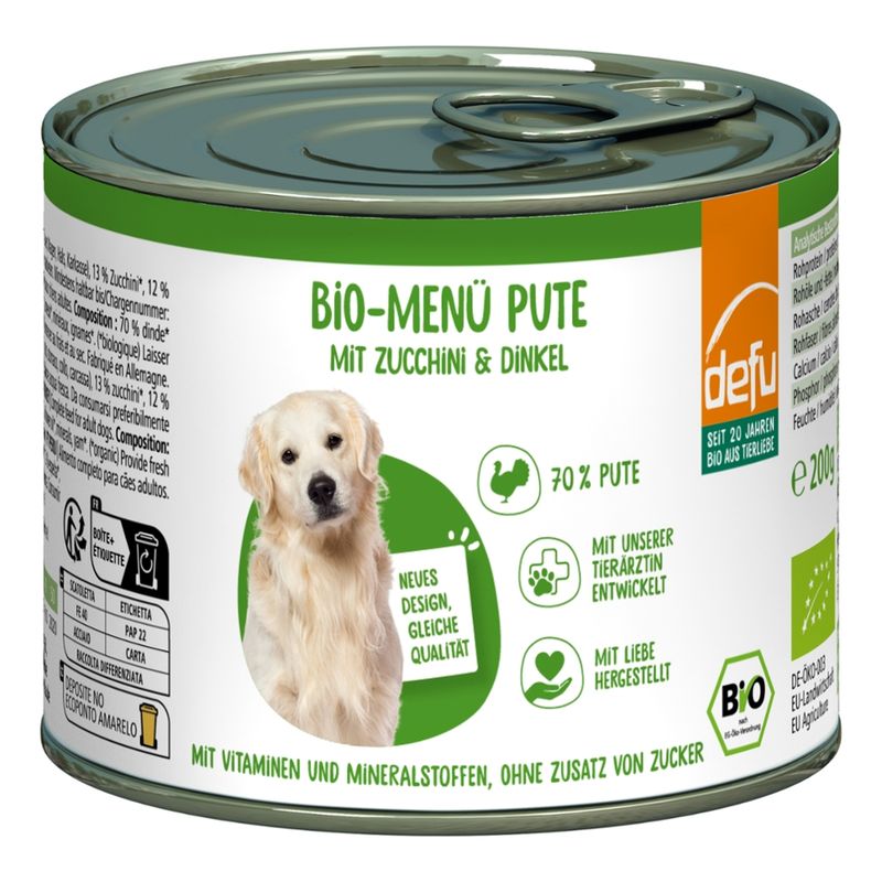 defu - Das Tierfutter vom Bio-Bauern Hund Bio-Menü Pute mit Zucchini & Dinkel - Produktbild