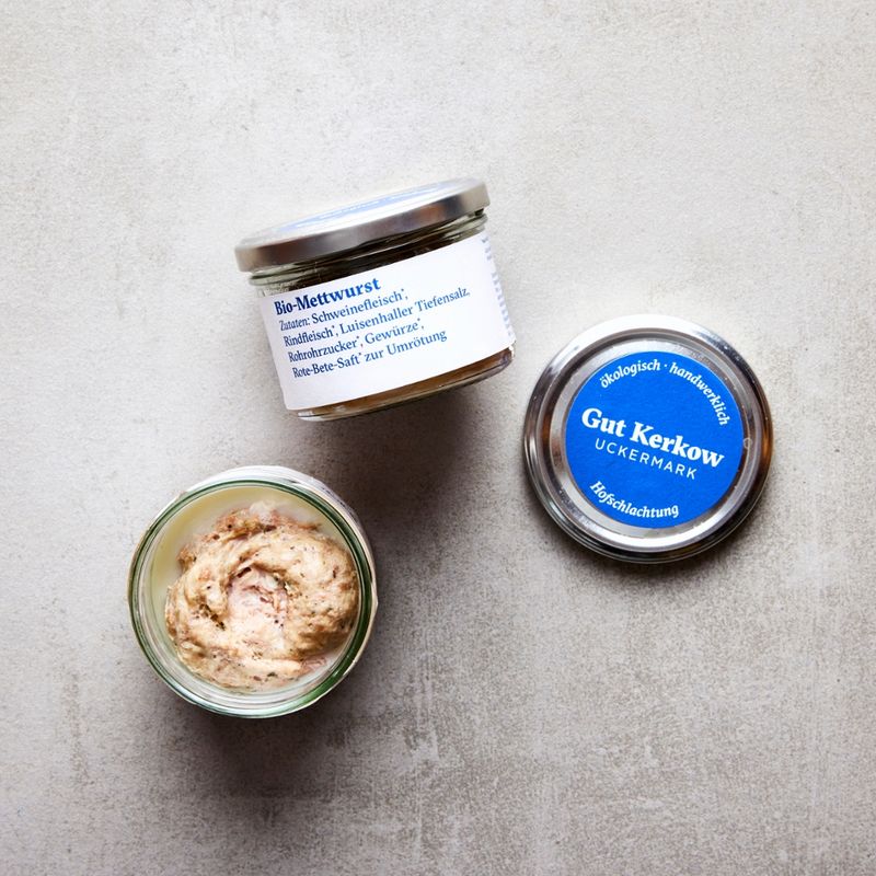 Gut Kerkow Fleischmanufaktur Bio-Frühstücksmettwurst gekocht im Glas 160g - Produktbild