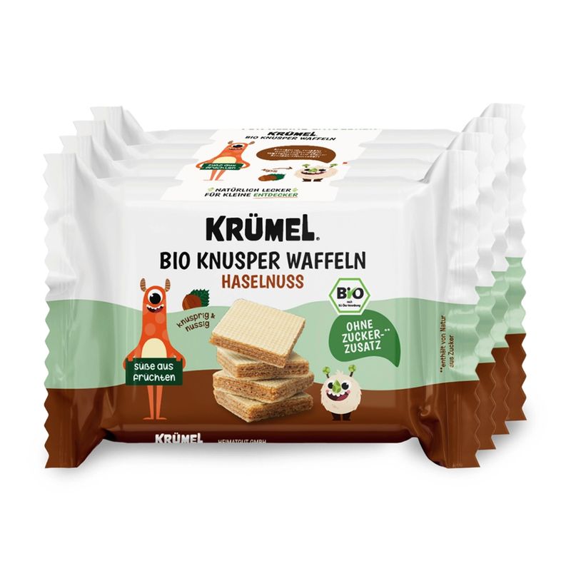 Krümel Krümel Bio Knusper Waffeln Haselnuss 4x20g - Produktbild