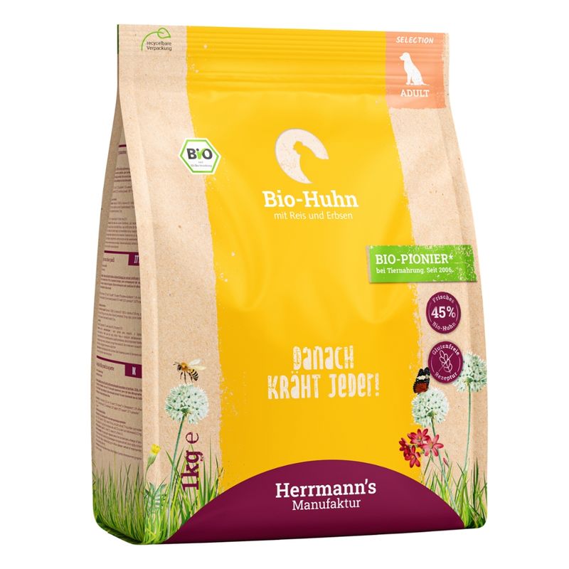 Herrmann´s Manufaktur Herrmann's Selection Adult Bio-Huhn mit Reis & Erbsen TF 1 kg - Produktbild