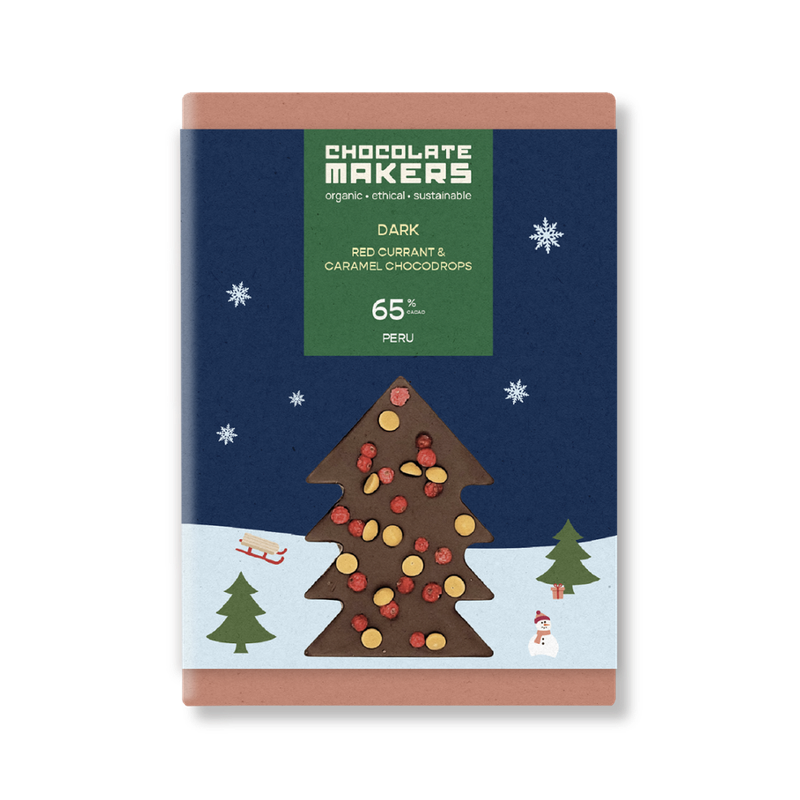 Chocolatemakers Merry Chocolate Pur 65% - Rote Johannisbeeren mit Karamell und weißer Schokolade - Produktbild