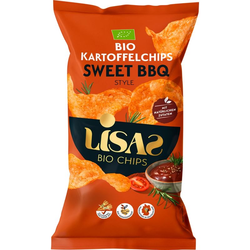 Lisas Bio Chips Lisas Bio Kartoffelchips Sweet BBQ Style 125g - Produktbild