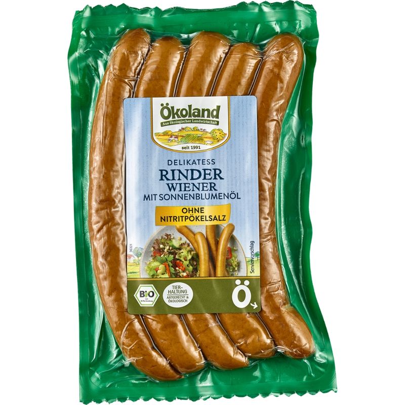 ÖKOLAND Delikatess Rinder-Wiener mit Sonnenblumenöl - Produktbild