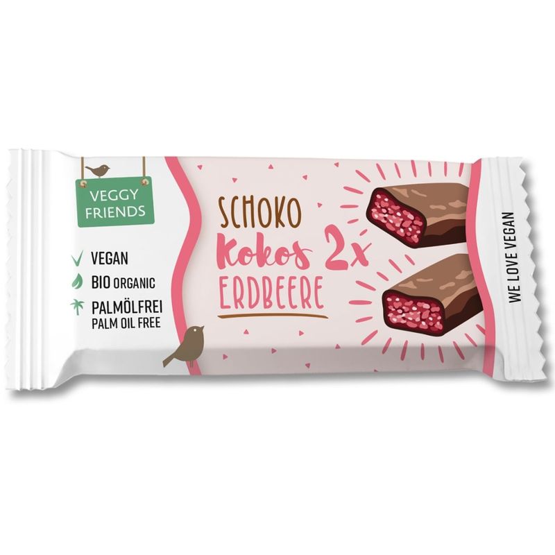 Veggy Friends Veggy Friends BIO Schokoriegel Kokos-Erdbeere - Produktbild