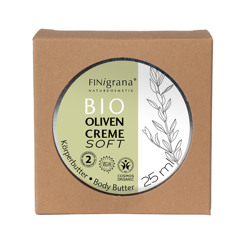 FINigrana® Naturkosmetik FINigrana® Bio Oliven-Creme Soft (Basis Hautpflege / Basic Skin Care / Soins de Base de la Peau ) in Weißblechdose, 25ml mit Umkarton - Produktbild