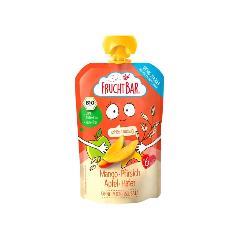 FruchtBar  FruchtBar - Bio-Früchtepüree Mango, Pfirsich, Apfel, Hafer - Produktbild
