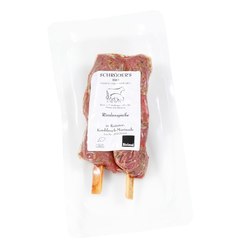Schröder's Bio Fleisch- und Wurstwaren Rinderspieße in Kräuter-Knoblauch-Marinade - Produktbild