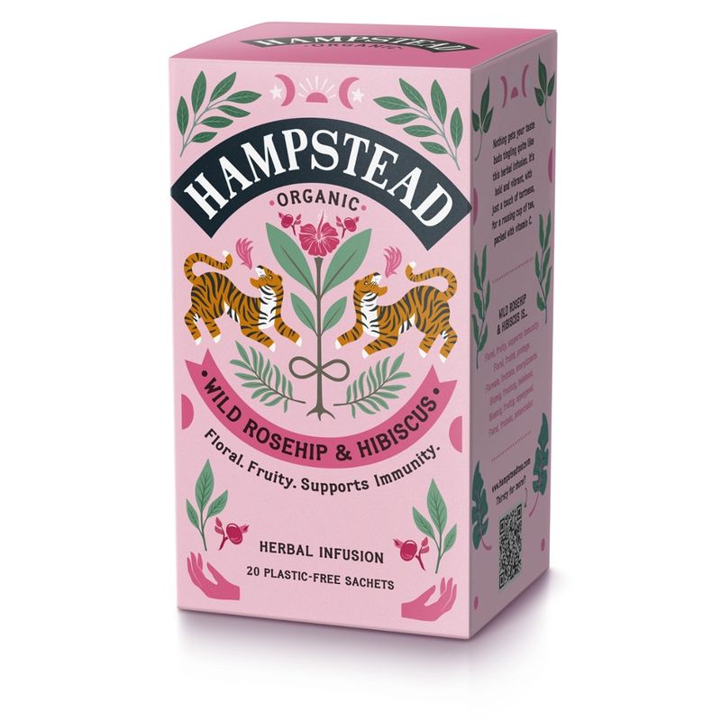Hampstead Organic  Organic Rosehip & Hibiscus Tea bags in plastic free packaging - Produktbild