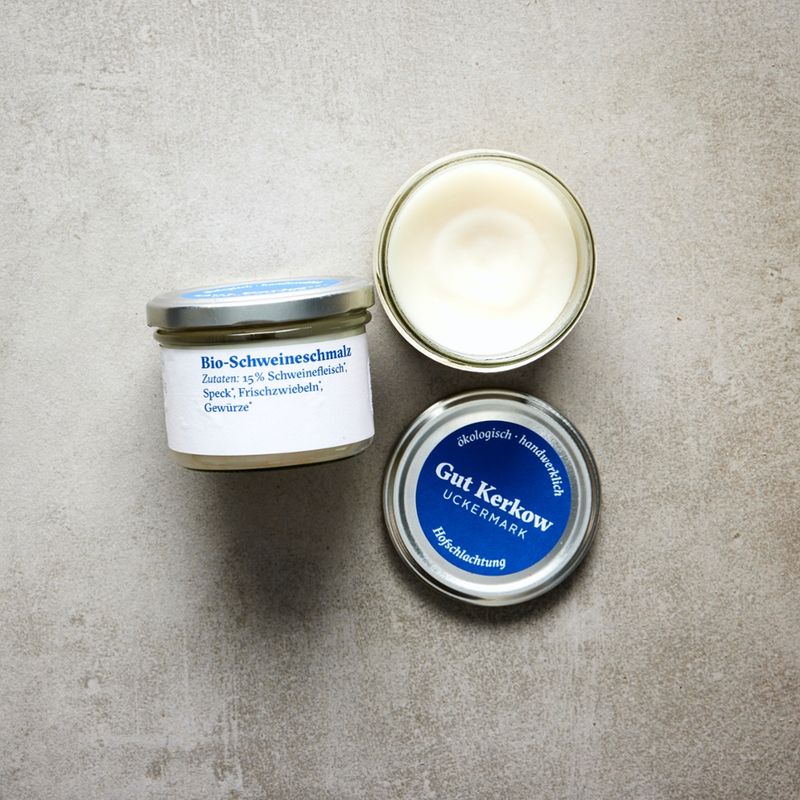 Gut Kerkow Fleischmanufaktur Bio-Schweineschmalz im Glas 140g - Produktbild