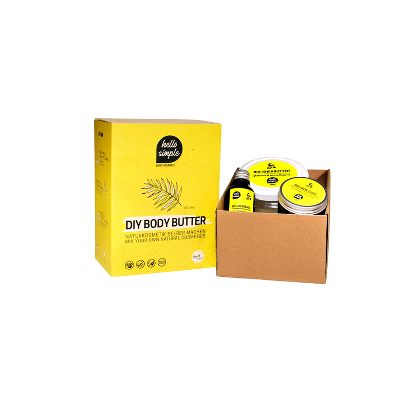 hello simple DIY Box vegane Body Butter Natural  Body Butter zum Selbermischen aus reinen, unraffinierten Bio-Zutaten - Produktbild