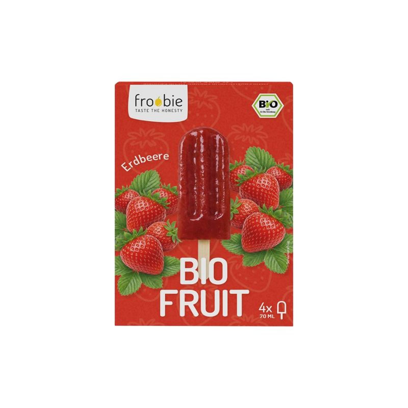 froobie froobie - Bio Stieleis BIO FRUIT Erdbeere 4x70ml - Produktbild