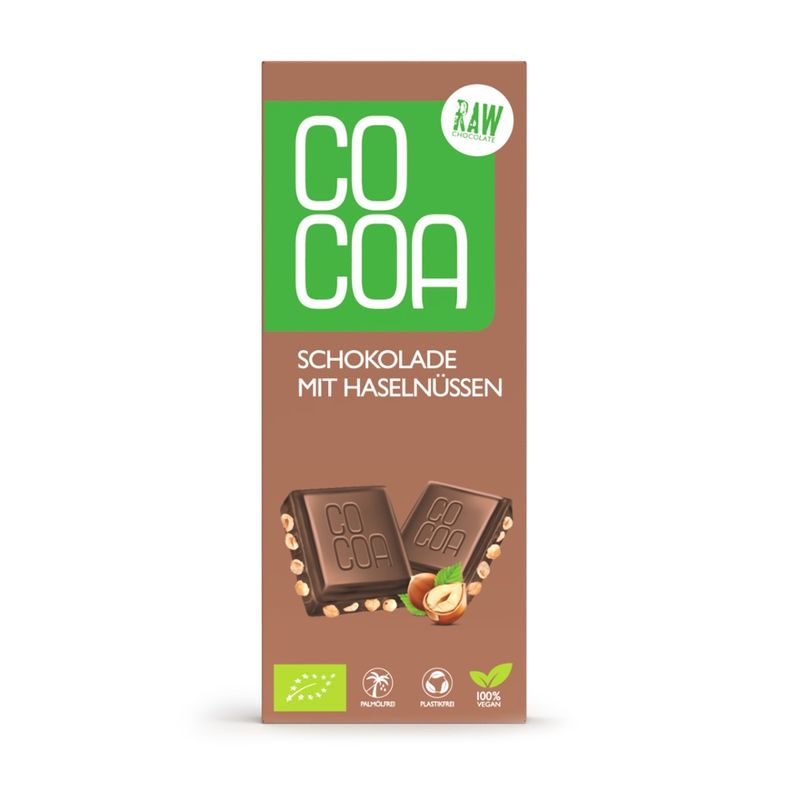 Cocoa Cocoa Schokolade mit ganzen Haselnüssen - raw & vegan - Produktbild