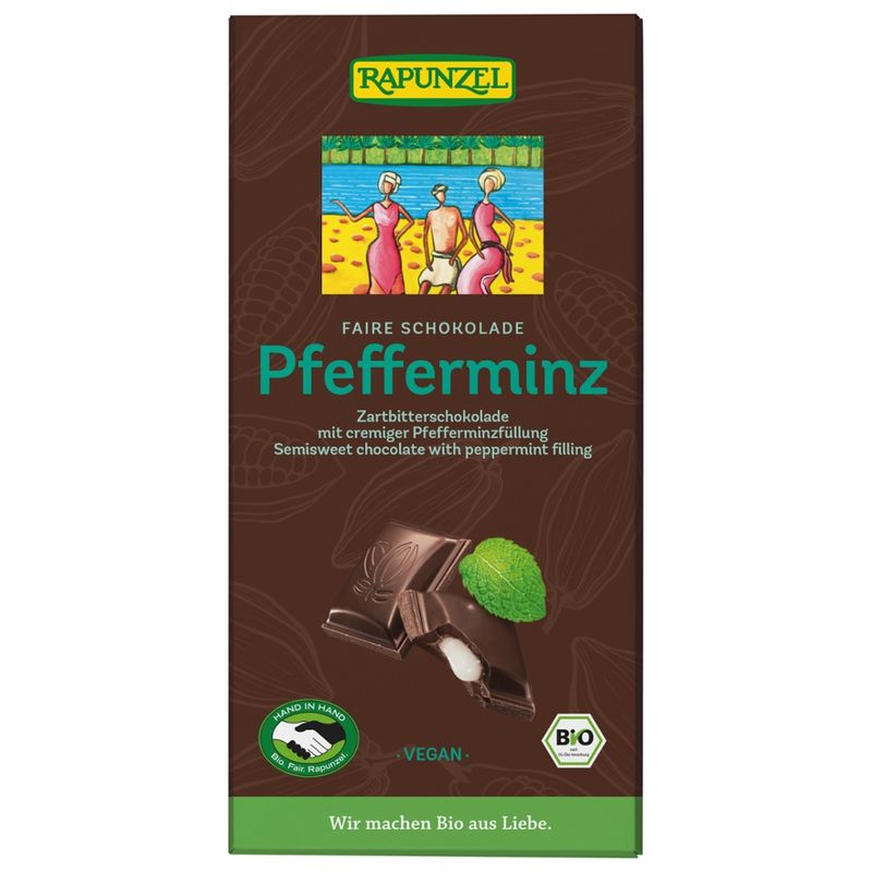 Rapunzel Zartbitter Schokolade mit Pfefferminzfüllung HIH - Produktbild