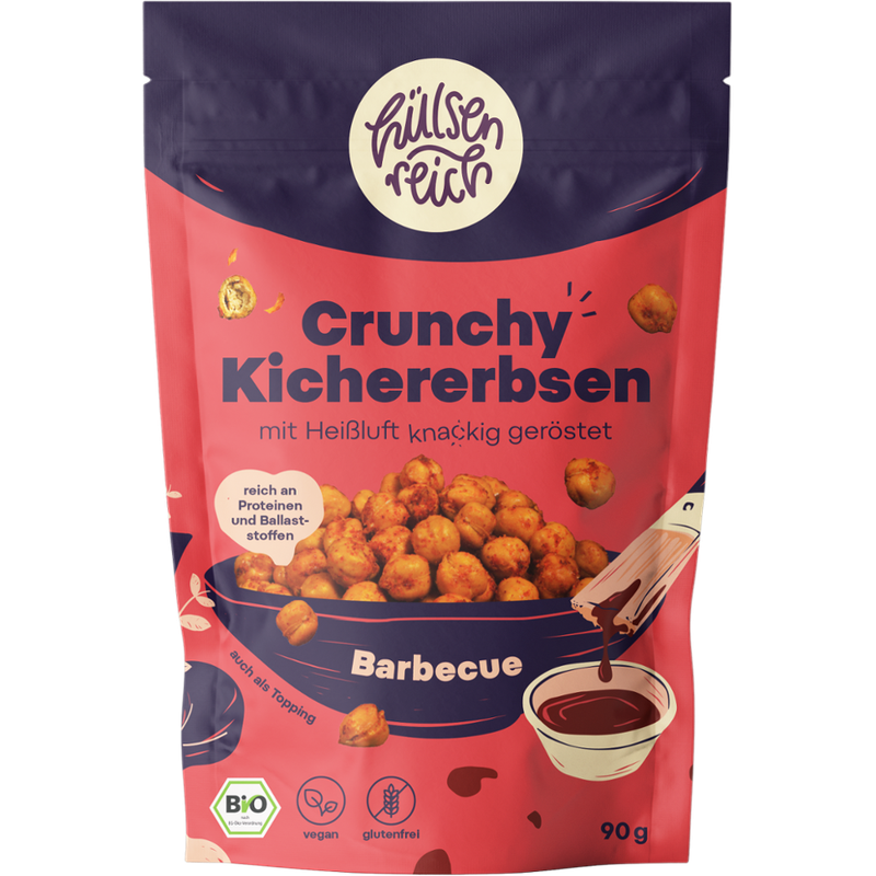 Hülsenreich Geröstete Kichererbsen zum Knabbern - Rauchige Barbecue Gewürzmischung - Produktbild