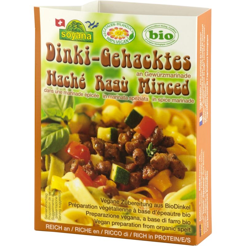 Soyana Dinki-Gehacktes an Gewürzmarinade - vegane Zubereitung aus BioDinkel - Produktbild