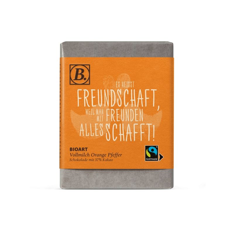 BioArt AG B. Schokolade Es heißt Freundschaft... 70g bio, FT-Cert. - Produktbild