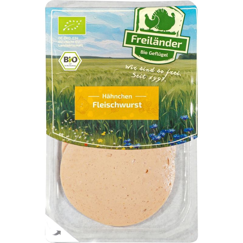 Freiländer Bio Geflügel Bio Hähnchen Fleischwurst , 3er Gebinde - Produktbild
