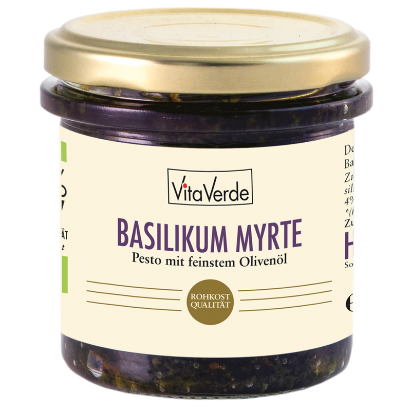 Vita Verde Basilikum-Pesto "Myrtenbeere" mit Bärlauch und Olivenöl nativ extra - Produktbild