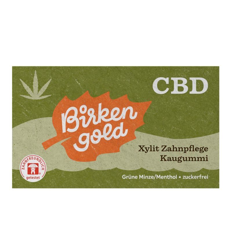 Birkengold CBD Zahnpflege Kaugummi grüne Minze 12 Stk. - Produktbild