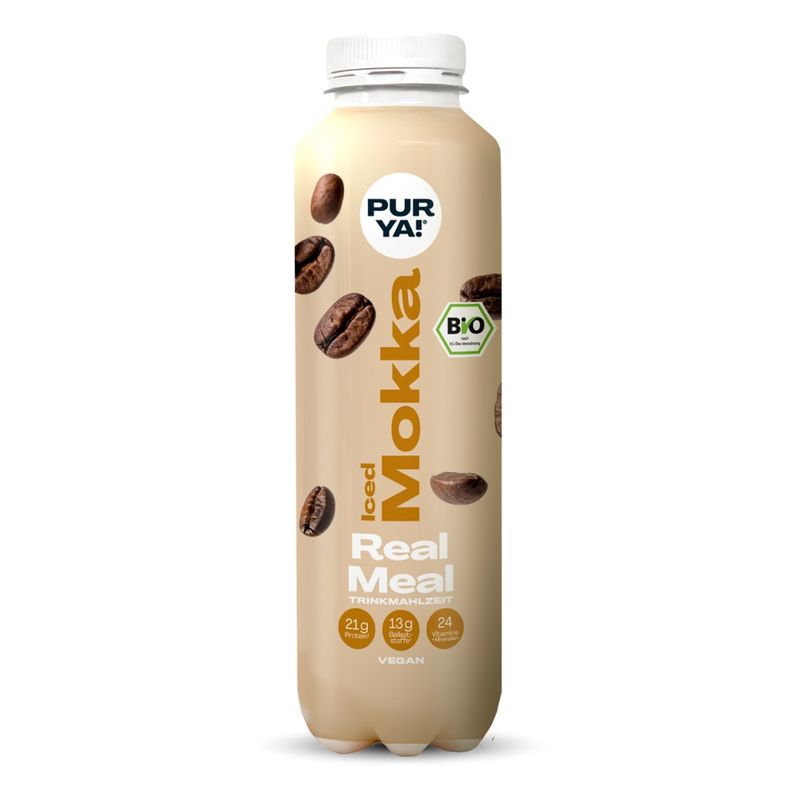 PURYA! Trinkmahlzeit Real Meal, Flasche, Iced Mokka, BIO, 500ml - Produktbild