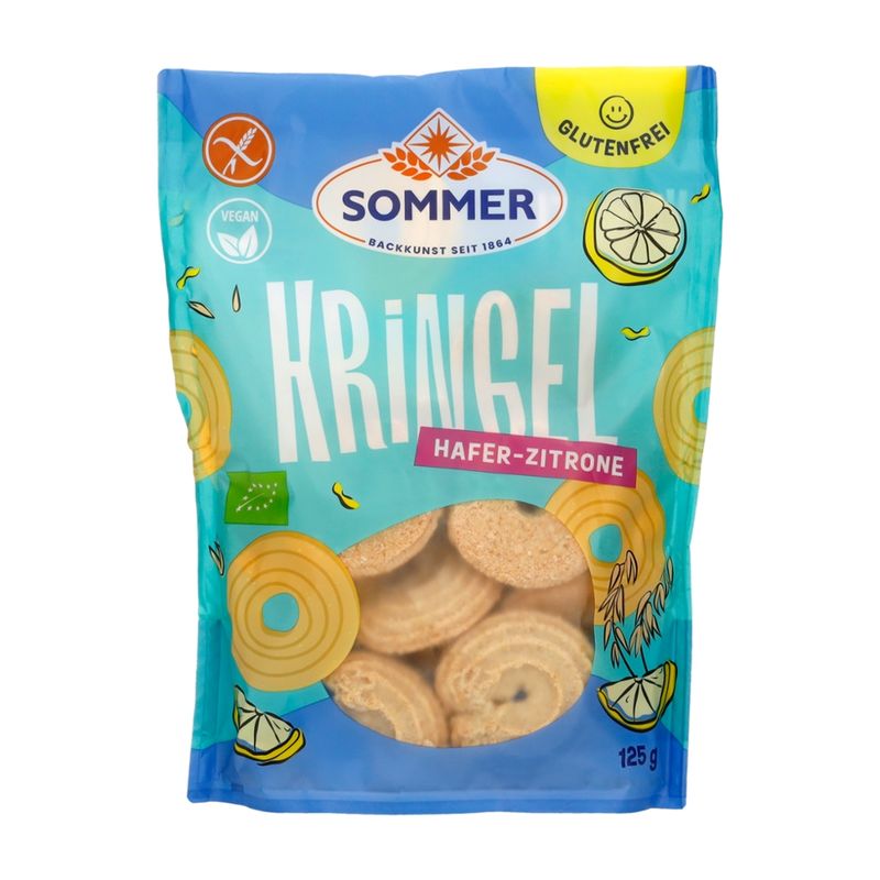 SOMMER BACKKUNST SEIT 1864 Glutenfreie Bio Hafer-Zitronen-Kringel - Produktbild
