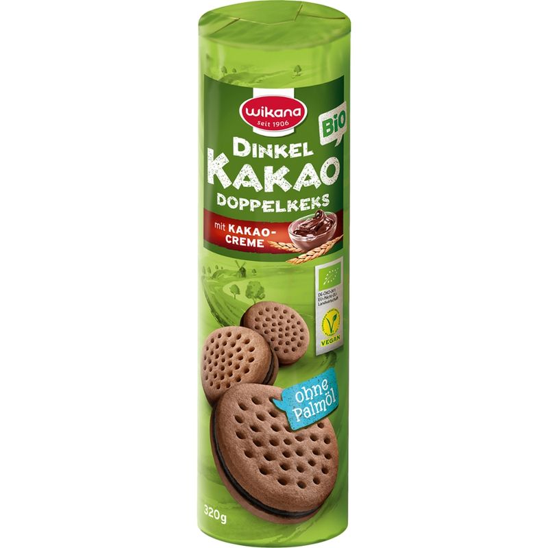 Wikana Bio Dinkel Kakao Doppelkeks mit Kakaocreme, 320g - Produktbild