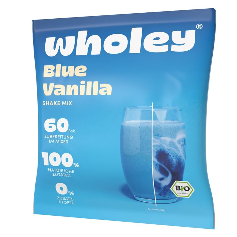 Wholey Wholey Blue Vanilla ready-to-blend Shake aus schockgefrorenen Bio-Zutaten - Produktbild