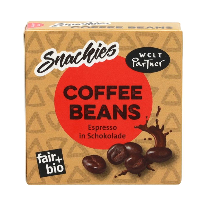 WeltPartner Snackies Coffee Beans Espresso, geröstete Kaffeebohnen in Zartbitterschokolade - Produktbild
