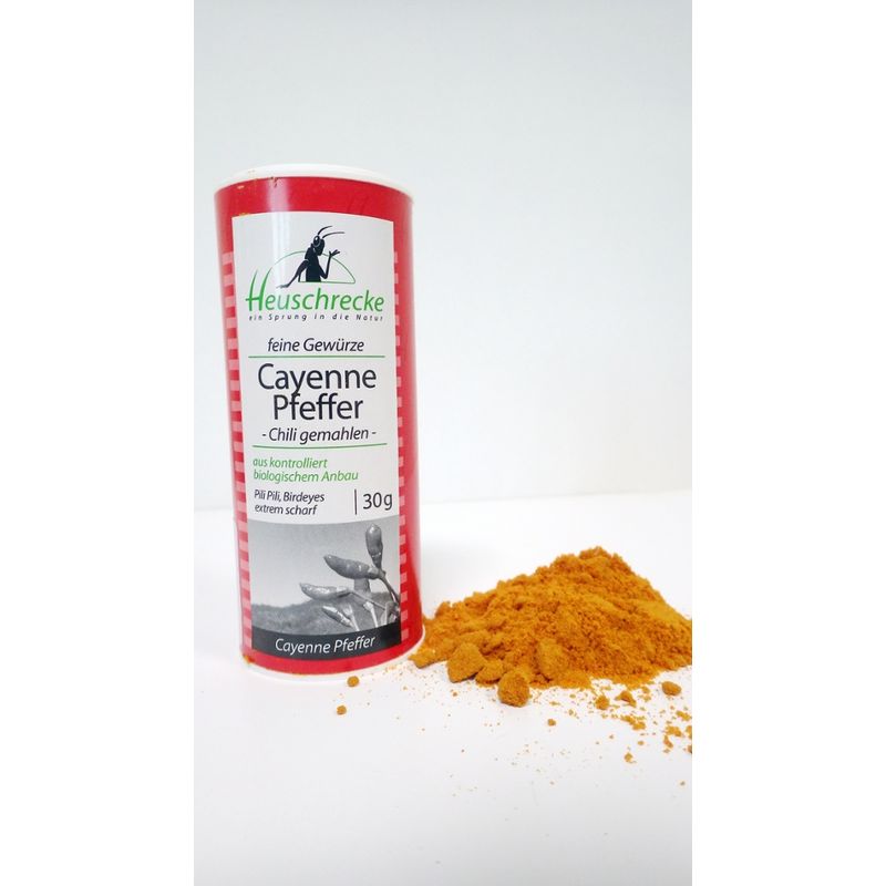 Heuschrecke Cayenne Pfeffer, Chili, Bird's eye, gemahlen, kbA - Produktbild