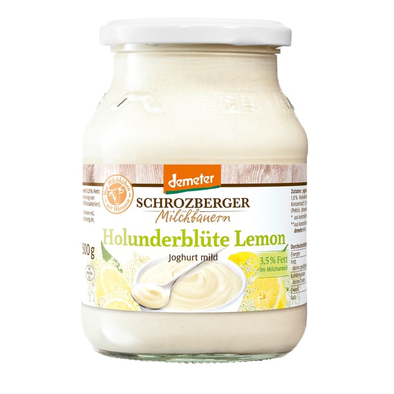 Schrozberger Milchbauern Dem. Joghurt mild Holunderblüte/Lemon 500g - Produktbild