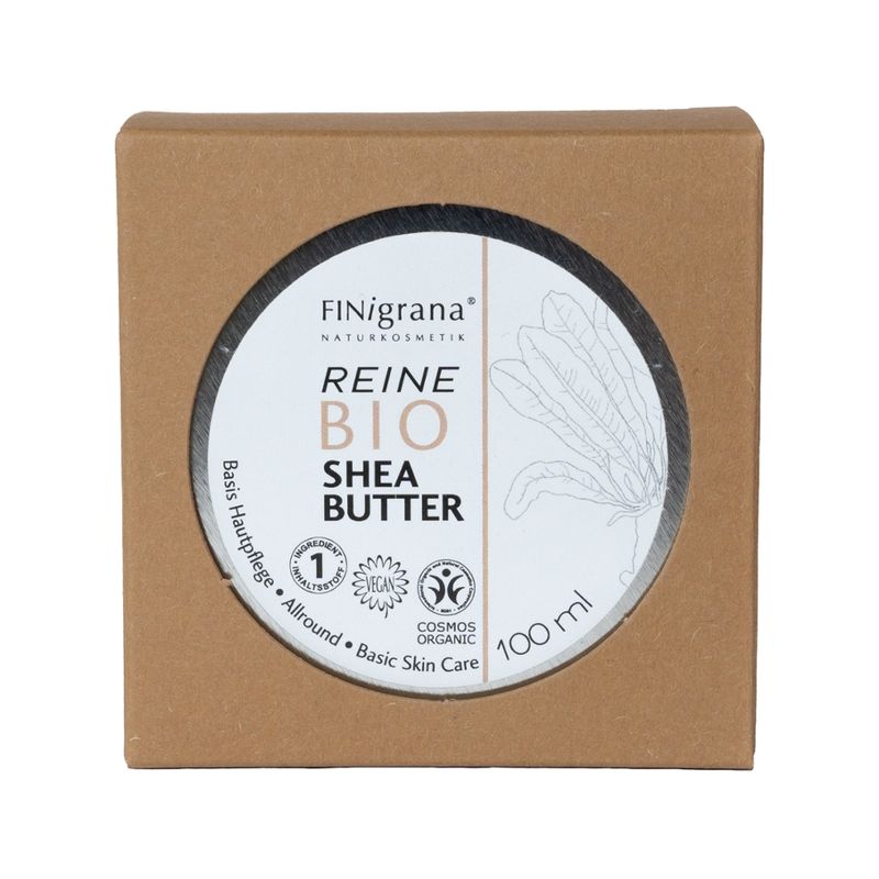 FINigrana® Naturkosmetik FINigrana® 100% Reine Bio Shea-Butter (Körper Butter / Body Butter / Beurre Corporel) in Weißblechdose, 100ml mit Umkarton - Produktbild