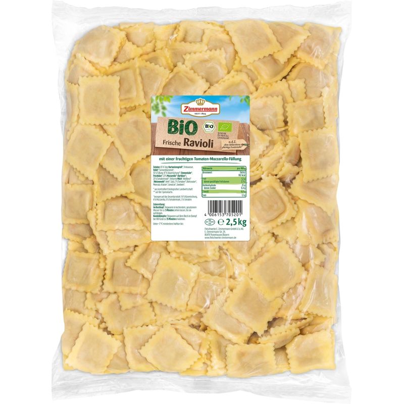 Zimmermann Frische Bio Ravioli Tomate-Mozzarella - Produktbild