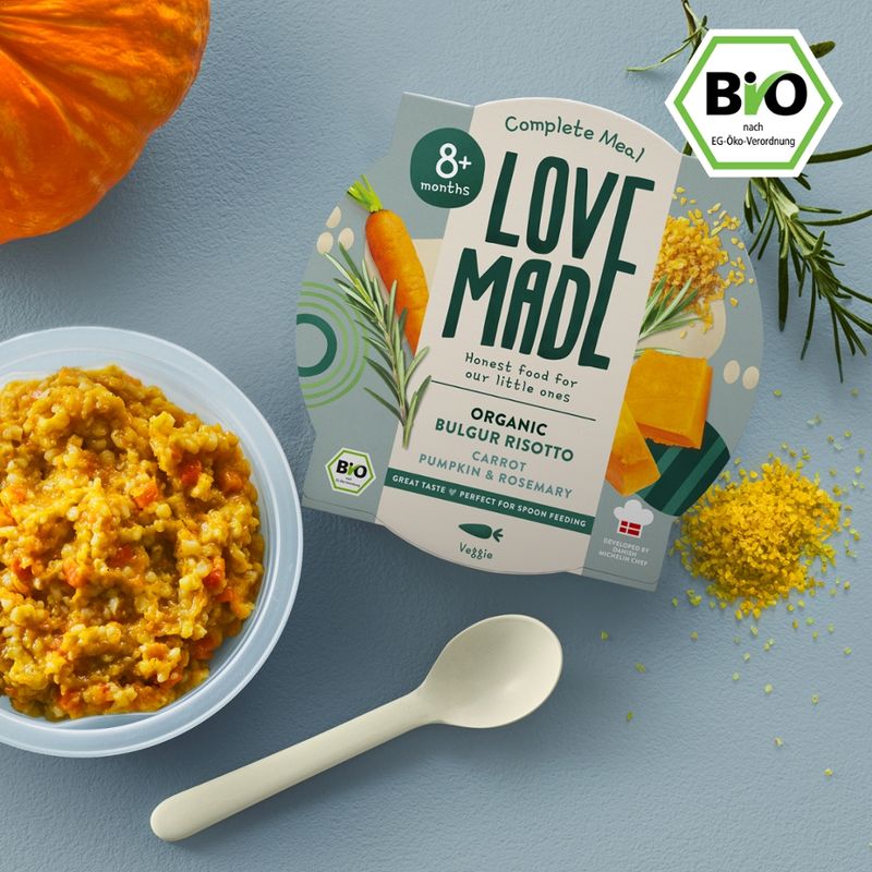 LoveMade Organics Bio Bulgur-Risotto mit Karotten, Kürbis und Rosmarin 8+ Monaten - Produktbild
