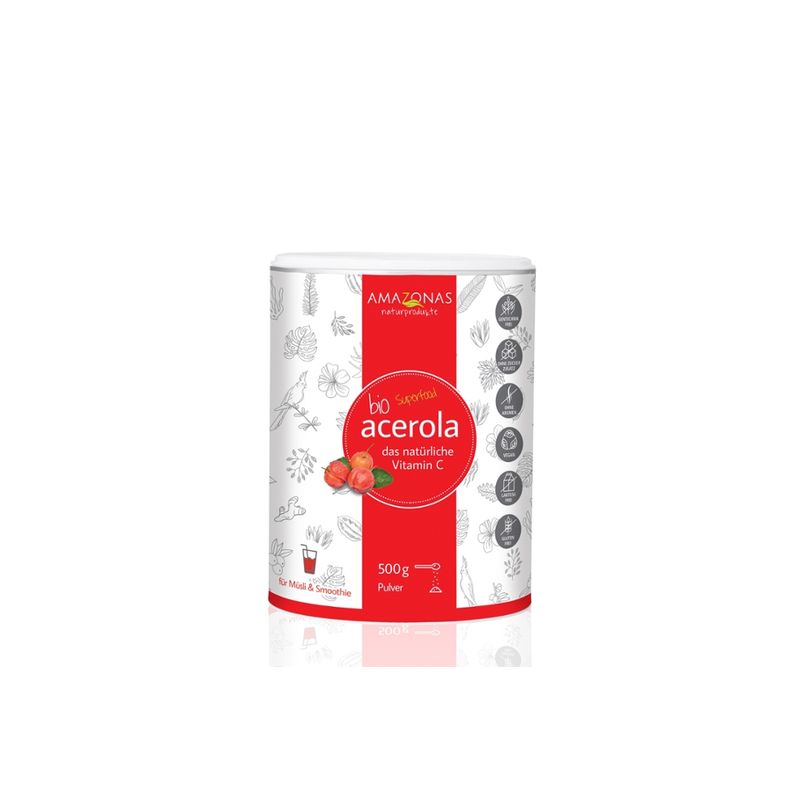 Amazonas Naturprodukte Acerola Pulver BIO 500g, 17% natürliches Vitamin C, sprühgetrocknet - Produktbild