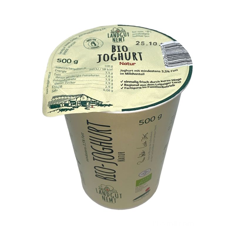 Landgut Nemt Regionaler Bio-Joghurt Natur 500g mind. 3,5% Fett - Produktbild