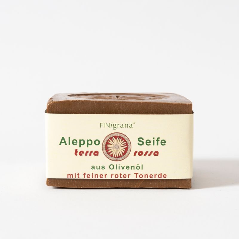 FINigrana® Naturkosmetik FINigrana Aleppo Olivenseife mit 30% Terra Rossa (feine rote Tonerde) Peelingseife für unreine oder fettige Haut - Produktbild