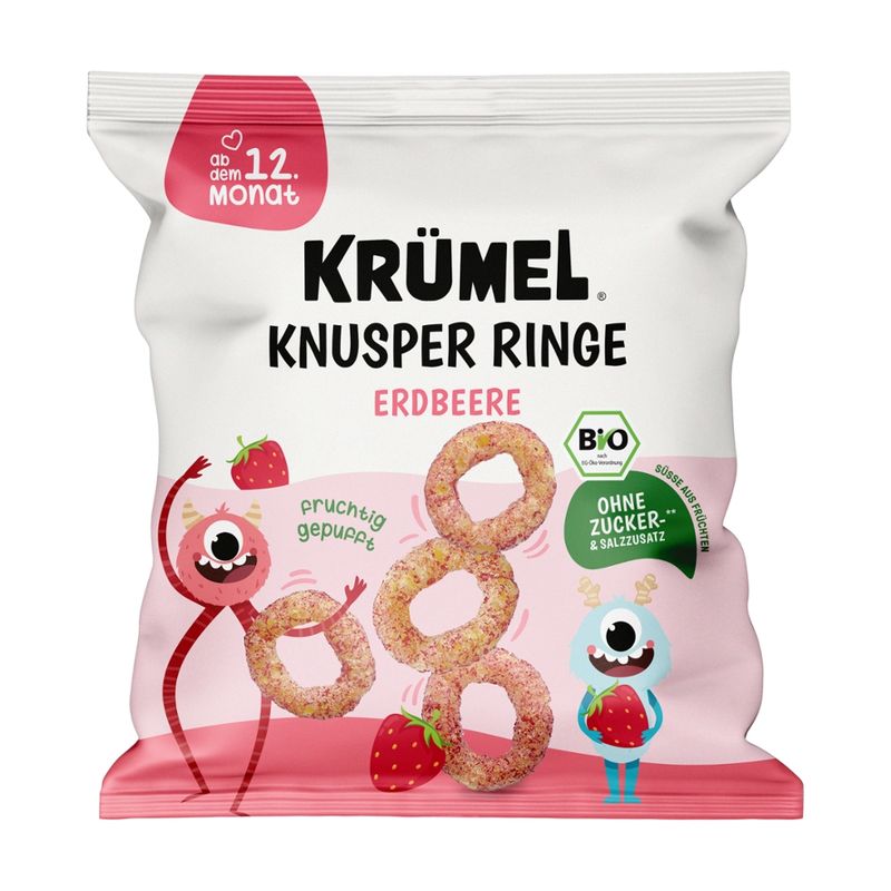 Krümel Krümel Bio Knusper Ringe Erdbeere - Produktbild