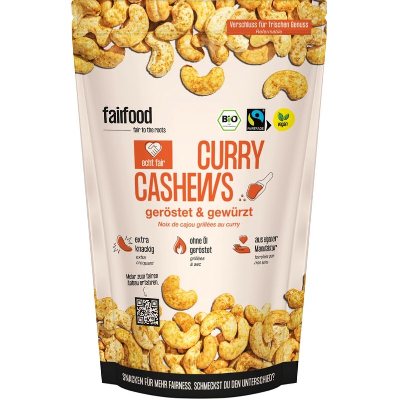fairfood Freiburg Curry Cashews, geröstet und gewürzt, 125g - Produktbild