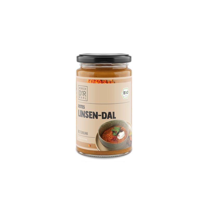 Wünsch Dir Mahl rotes Linsen-Dal mit Kurkuma 380ml Bio & vegan - Produktbild