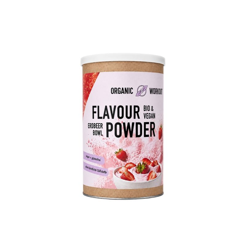 Organic Workout Flavour Powder Erdbeer Bowl, Aromapulver mit Bio-Erdbeerpulver und Süßungsmitteln - Produktbild