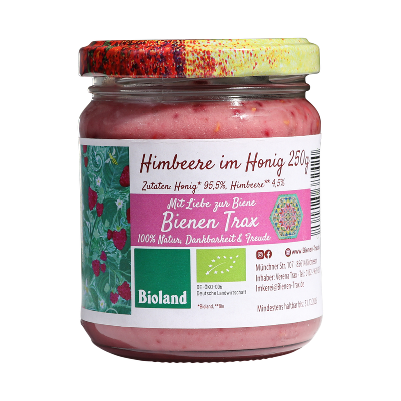 Familienimkerei Bienen-Trax KT6x Himbeere im Honig 250g - Produktbild