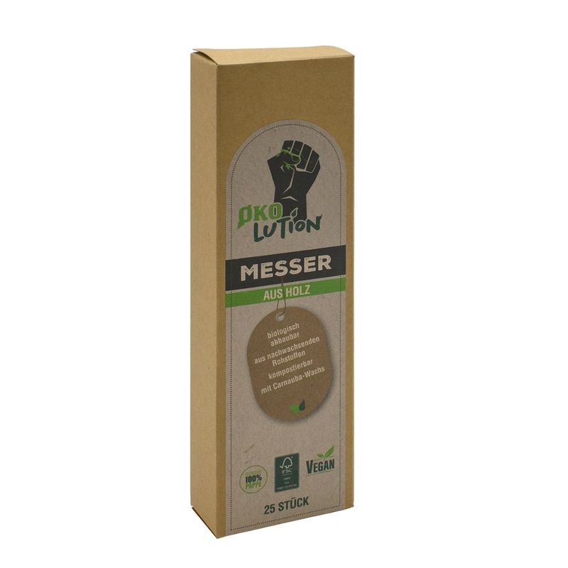 Ökolution Ökolution Holzlöffel Birke 16 cm Carnaubawachs 25 Stück Artikel und Verpackung FSC zertifiziert - Produktbild