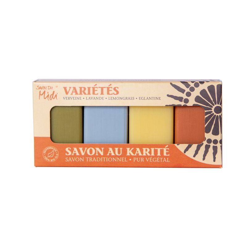 Savon du Midi Le Cadeau - Gästeseifen VARIÉTÉS (Lemongrass, Lavendel, Wildrose, Eisenkraut - 4x20g) - Produktbild