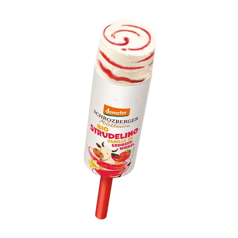 Schrozberger Milchbauern Dem. Strudelino Vanille Erdbeer Eis 85 ml - Produktbild