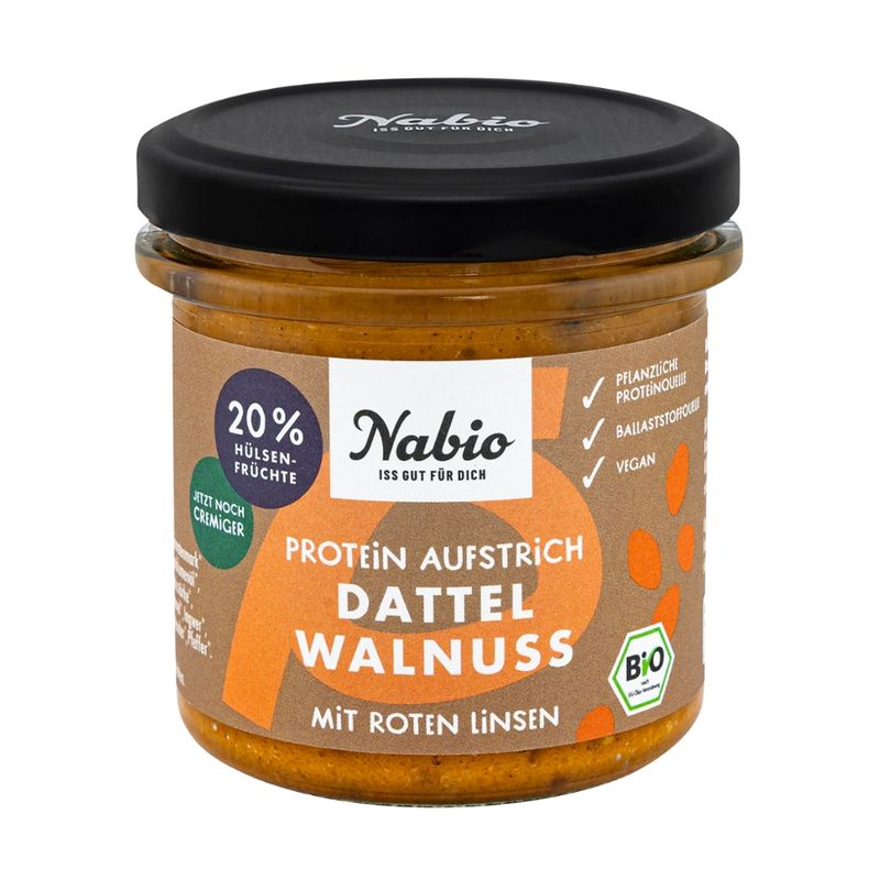 Nabio Nabio Protein Aufstrich Dattel Walnuss mit Roter Linse - Produktbild