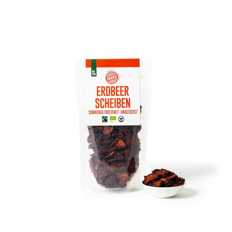 Pakka Erdbeeren ganz getrocknet, Bio, Fairtrade, 125g - Produktbild