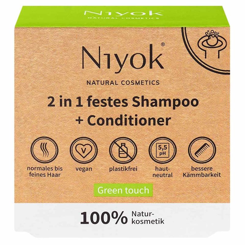 Niyok Shampooing & revitalisant solide 2 en 1 Green Touch - Produktbild